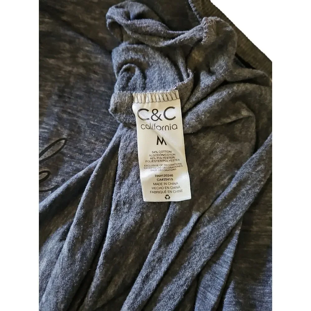 C &‎ C California Women's Gray Long Sleeve Top Sz Medium - Picture 7 of 8